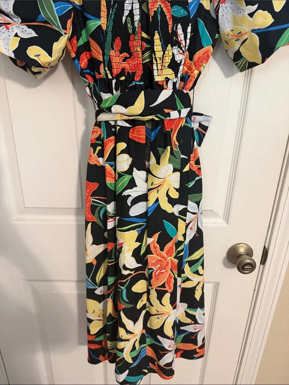 kate spade Black knee length Dress with Multicolor Floral Print